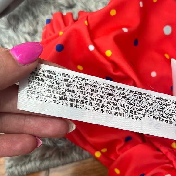 Disney Store Minnie Mouse Red Polka Dot Ice Cream One Piece Bow Bathing Suit - Picture 7 of 8